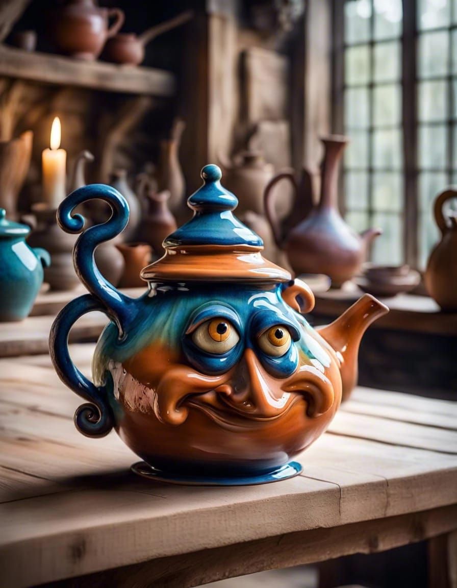Eccentric Clay Pottery Teapot  by @ArtColai