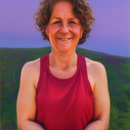 woman in a red tank dress smiling at the viewer symmetrical ...