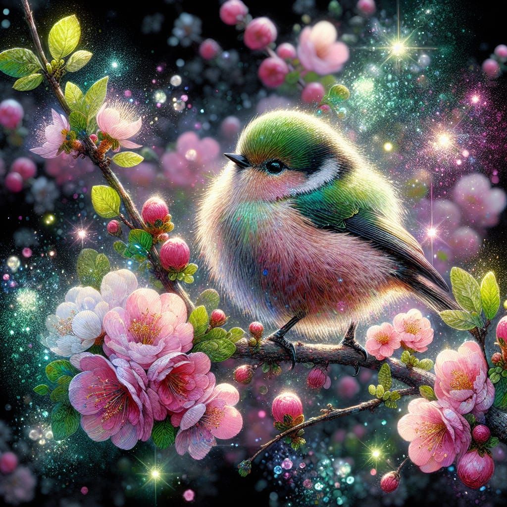 Green-pink bird - 6 Likes  by @SemperVivus
