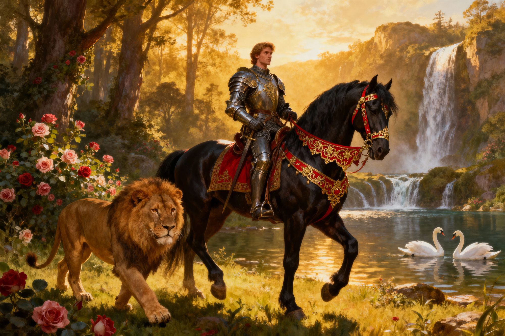 Jesus on a white horse.  