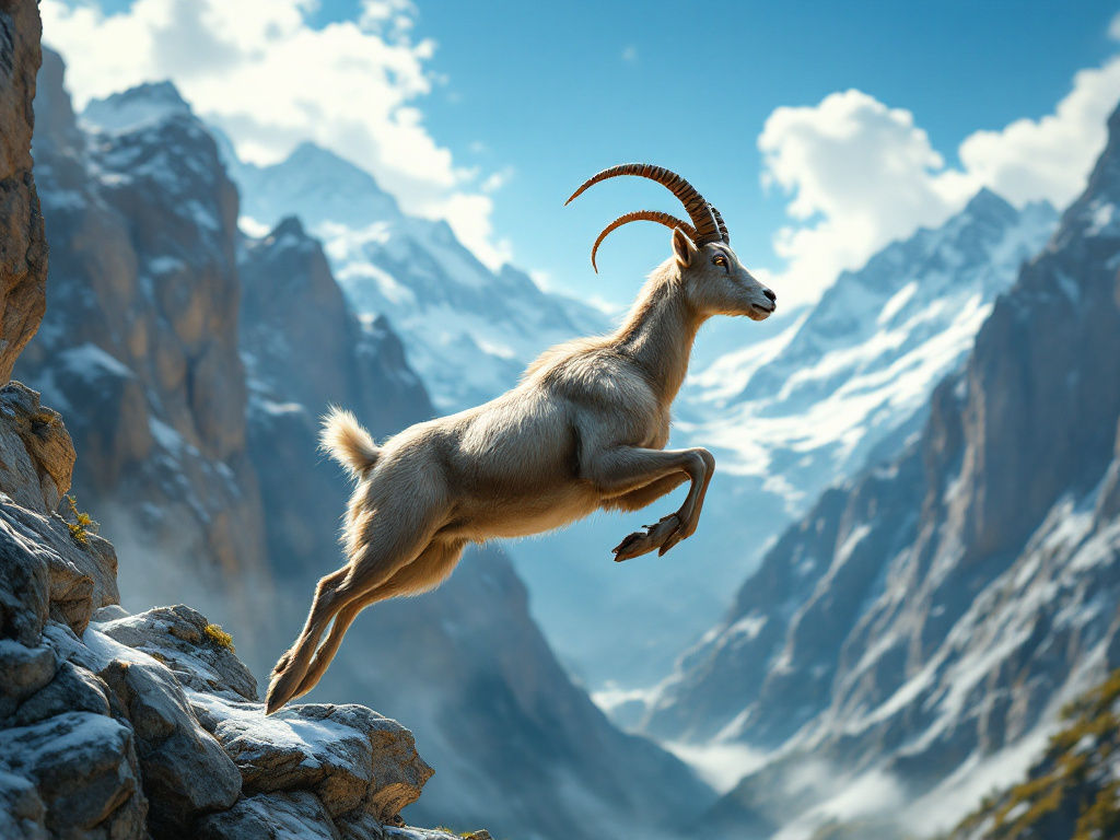 A mountain goat jumping – MI