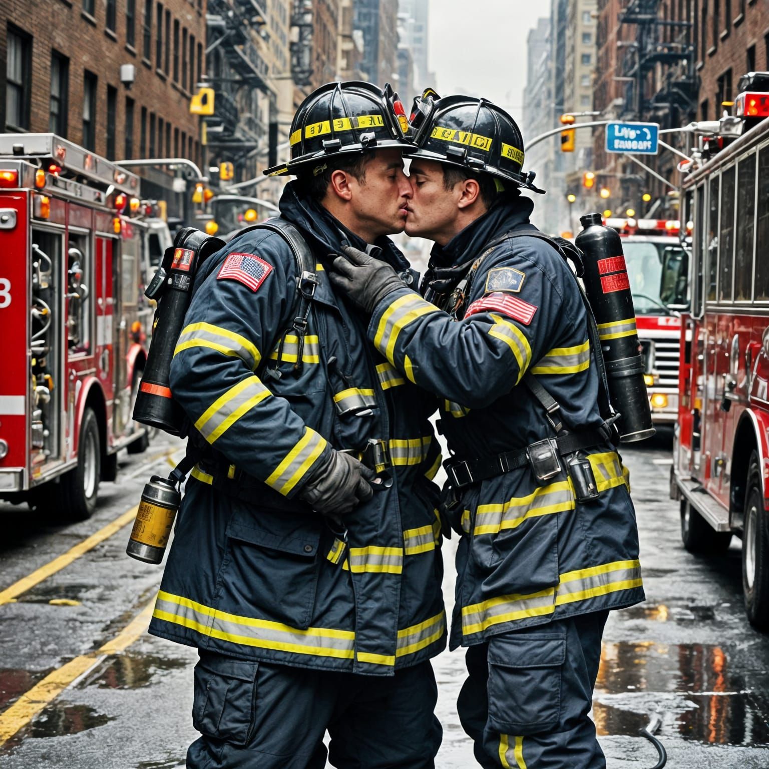 2 fdny firefighters making out
