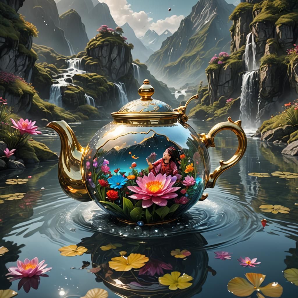 The Golden Teapot. AI Generated Artwork NightCafe Creator
