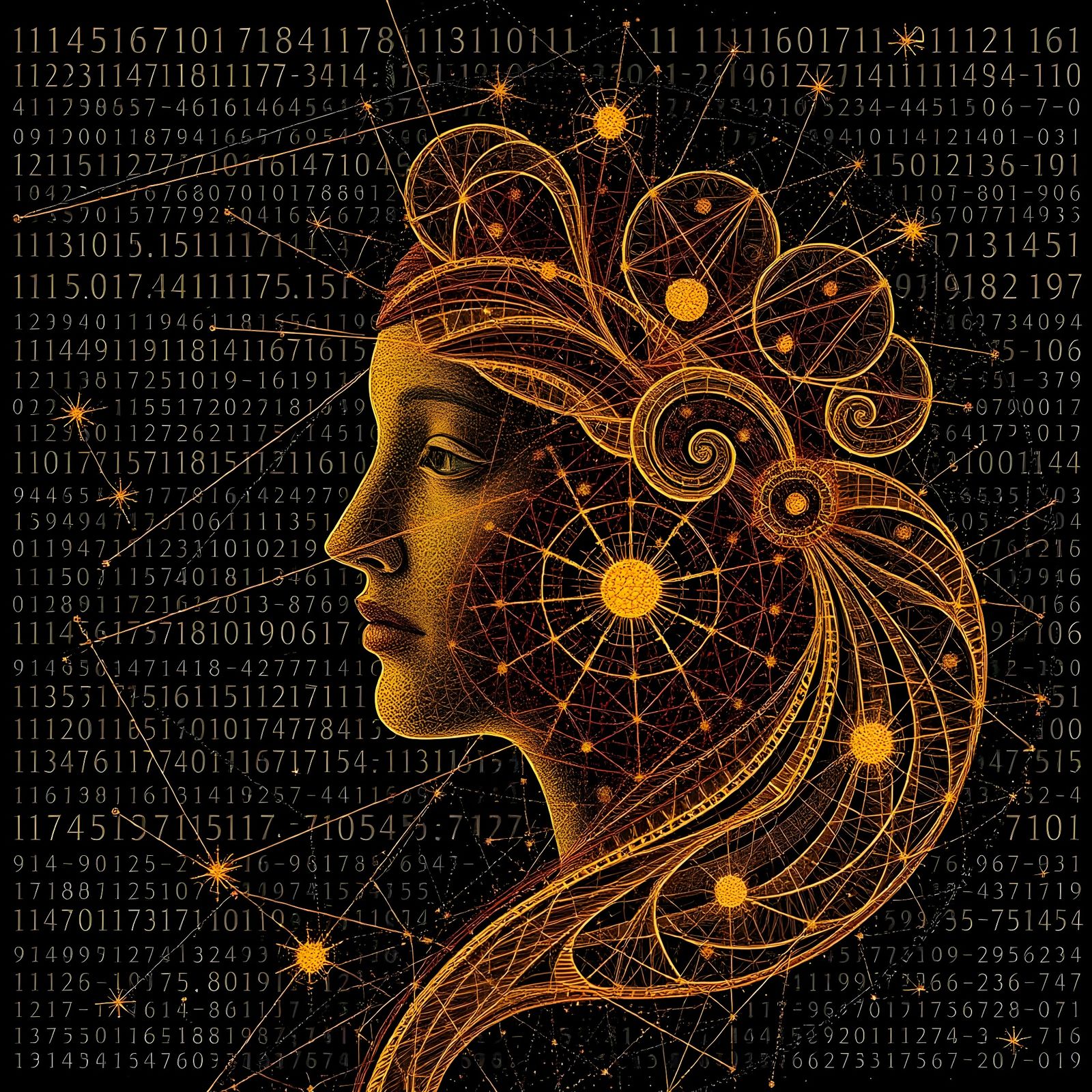 Fibonacci Code Blossoms into a Vibrant Female Portrait