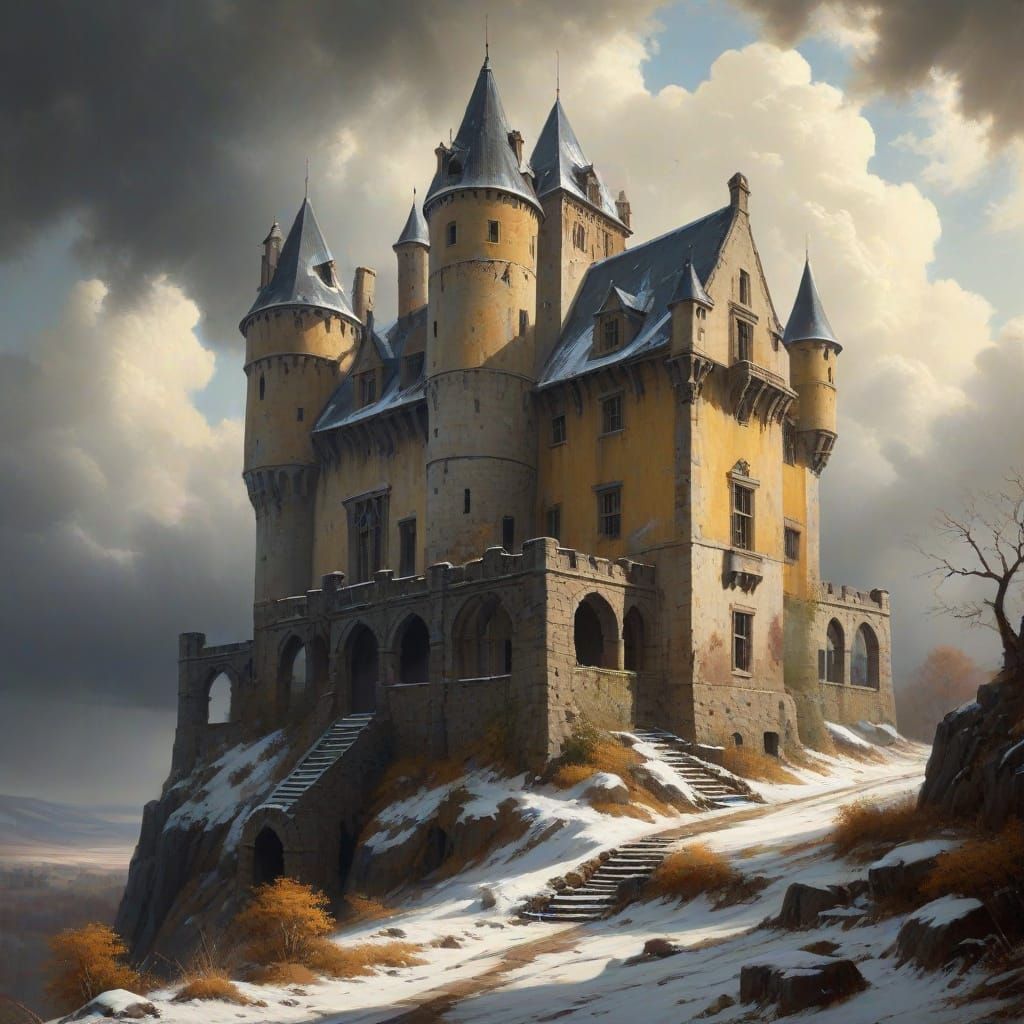 Ruined Castle in 19th Century Realism