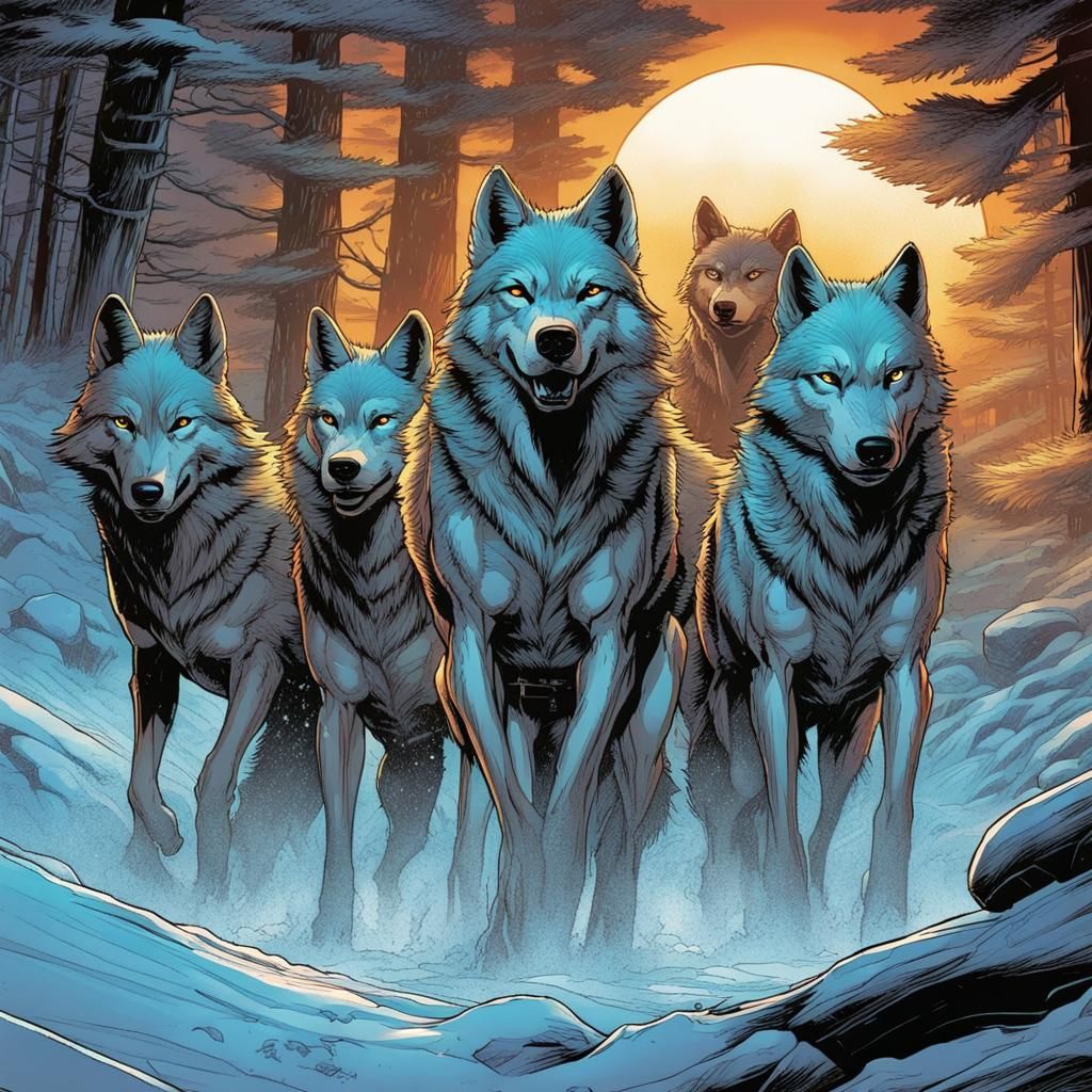 Teamwork The 4 Wolf Brother's - AI Generated Artwork - NightCafe Creator