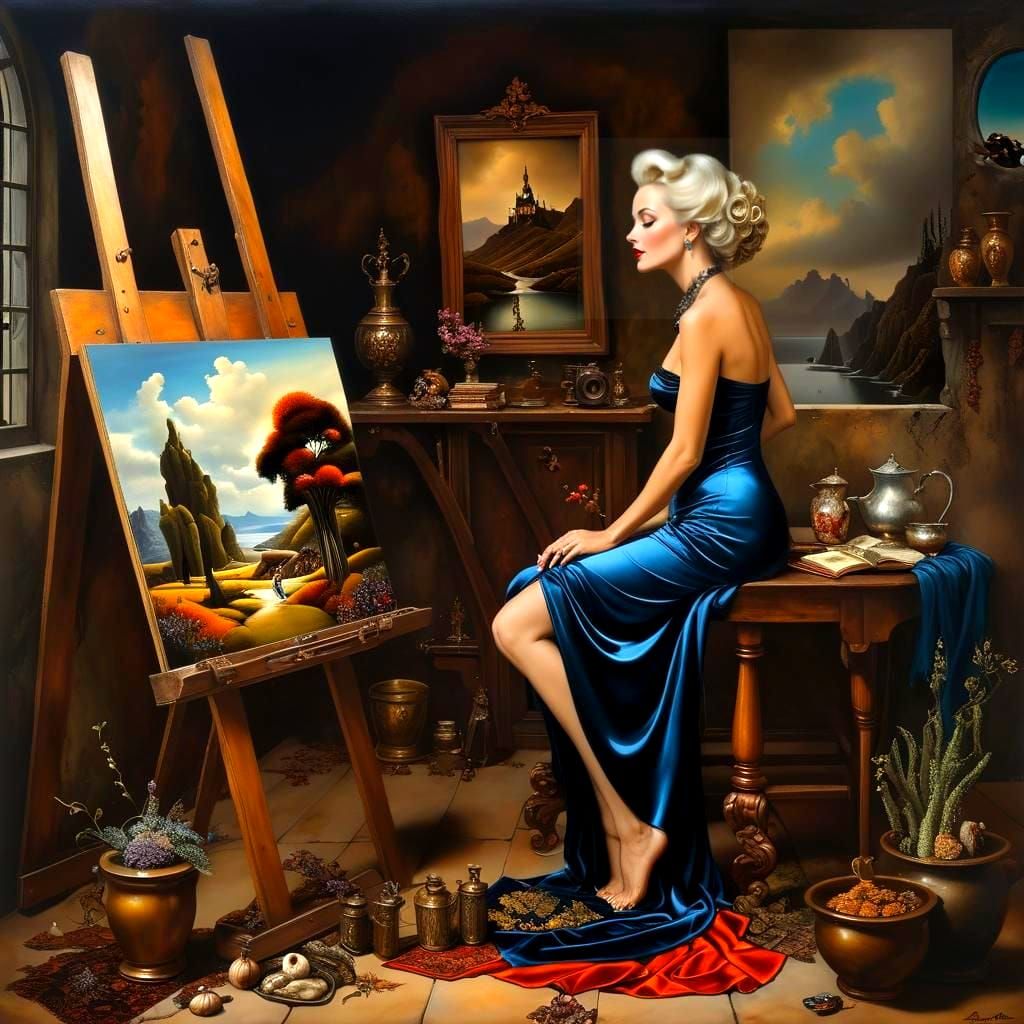 Surreal 1960s Lady in Stunning Landscape