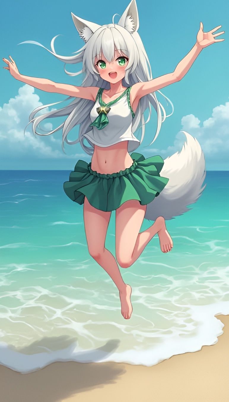 Happy Wolfie on the beach