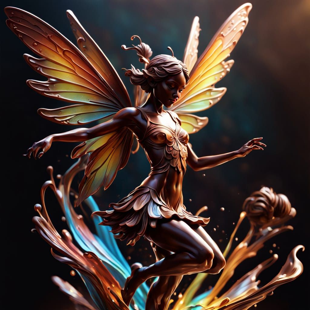 Chocolate dancing fairy statue  by @Elfaerion