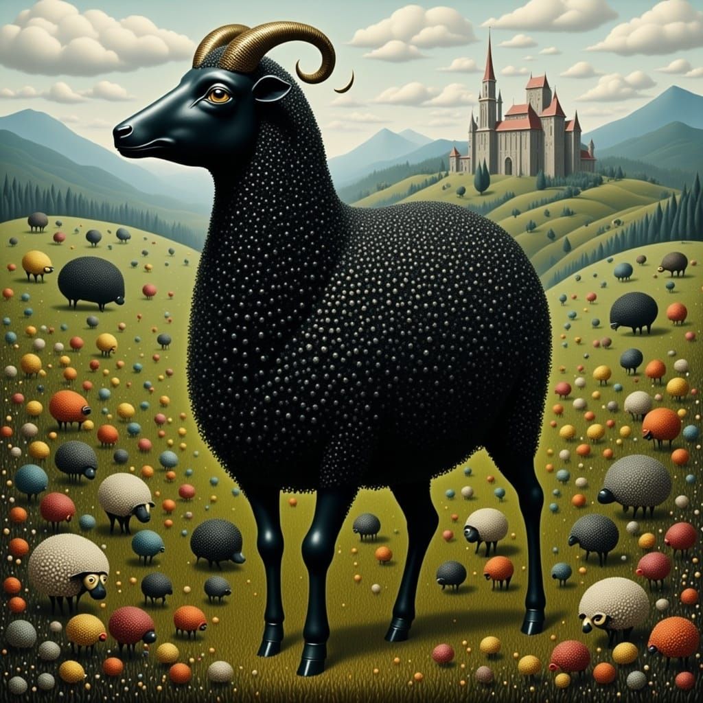 <lora:GOLDEN EMPEROR:1.0> Black sheep 