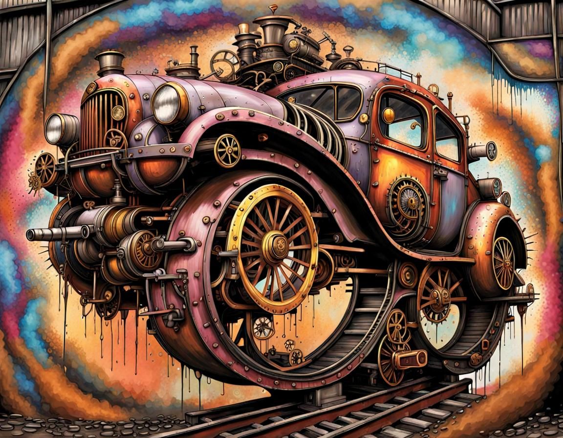 grafitty-steampunk car  by @Steamcraft Sketcher