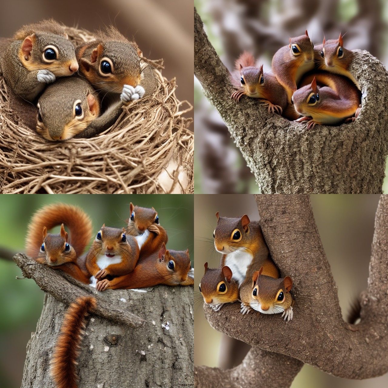 A nest of squirrels AI Generated Artwork NightCafe Creator