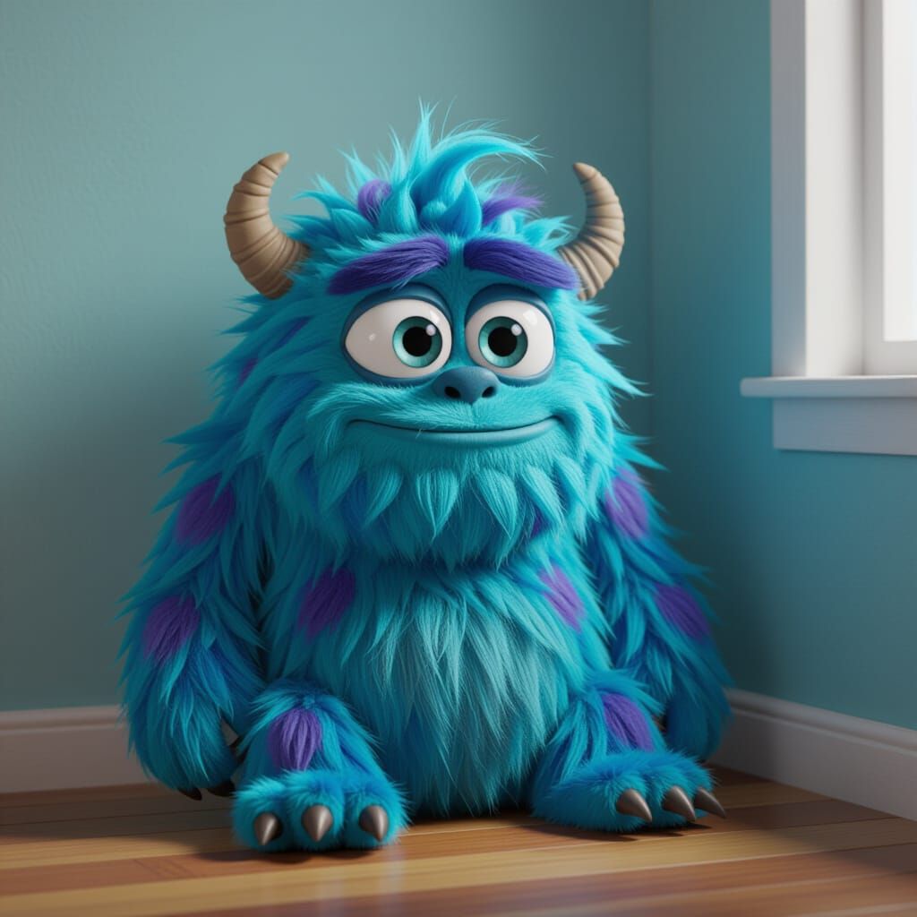Adorable Hairy Monster in Time Out, CGI Cartoon