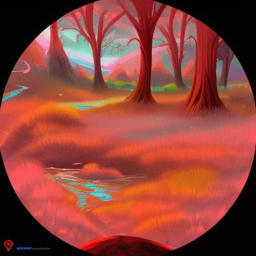 On disk plate painted the most beautiful close up red sunris...