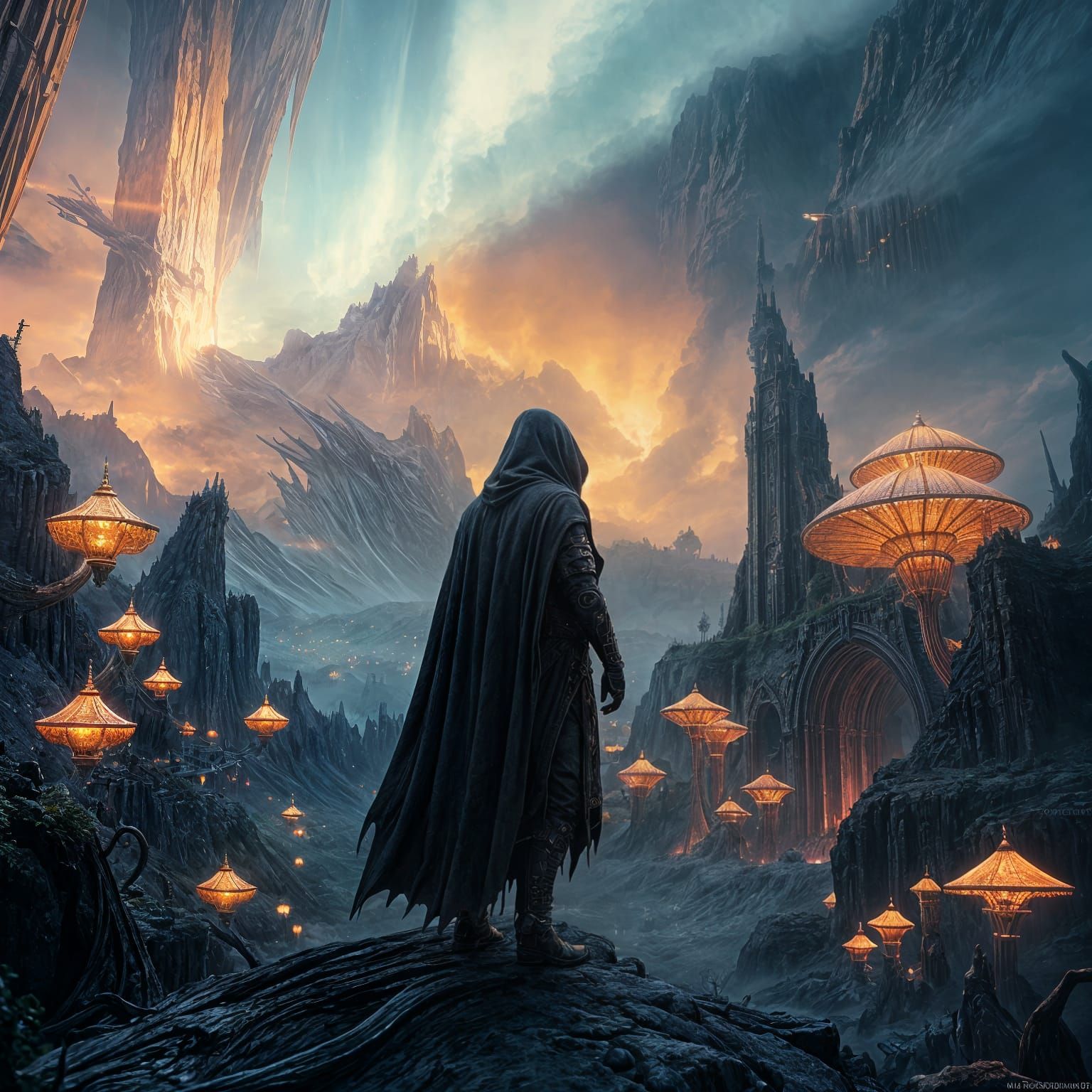 Surreal Isolated Landscape With Vibrant Colors and Intricate...