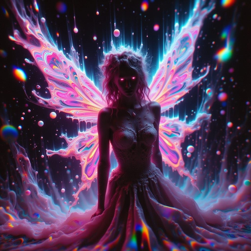 Opalescent Fairy in Chemical Distortion with Glitch Effects