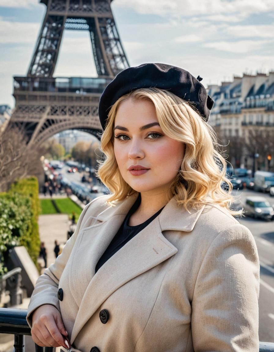 French Woman Portrait with Eiffel Tower Backdrop