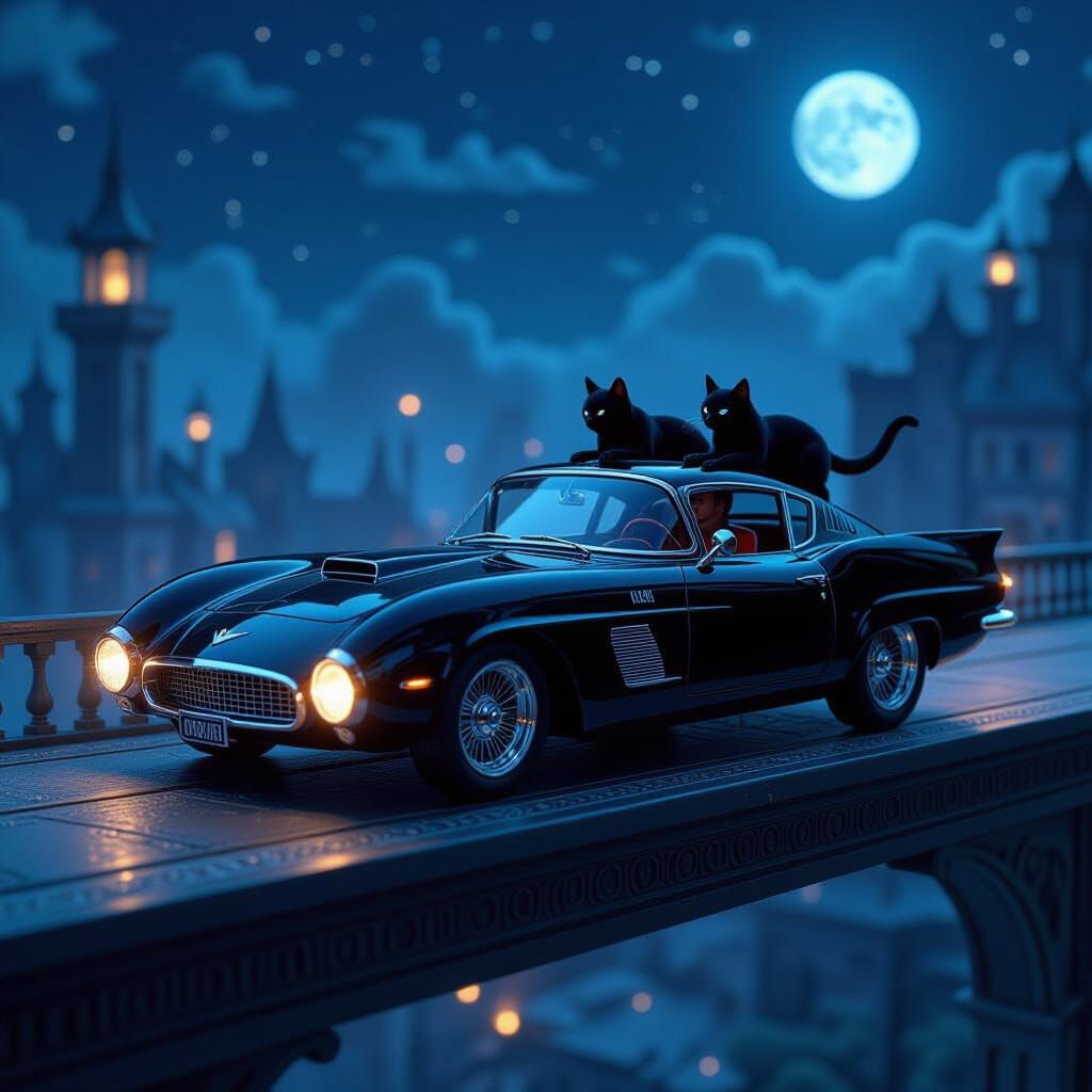 Clockwork Car Driven by Predators, Mystical Night