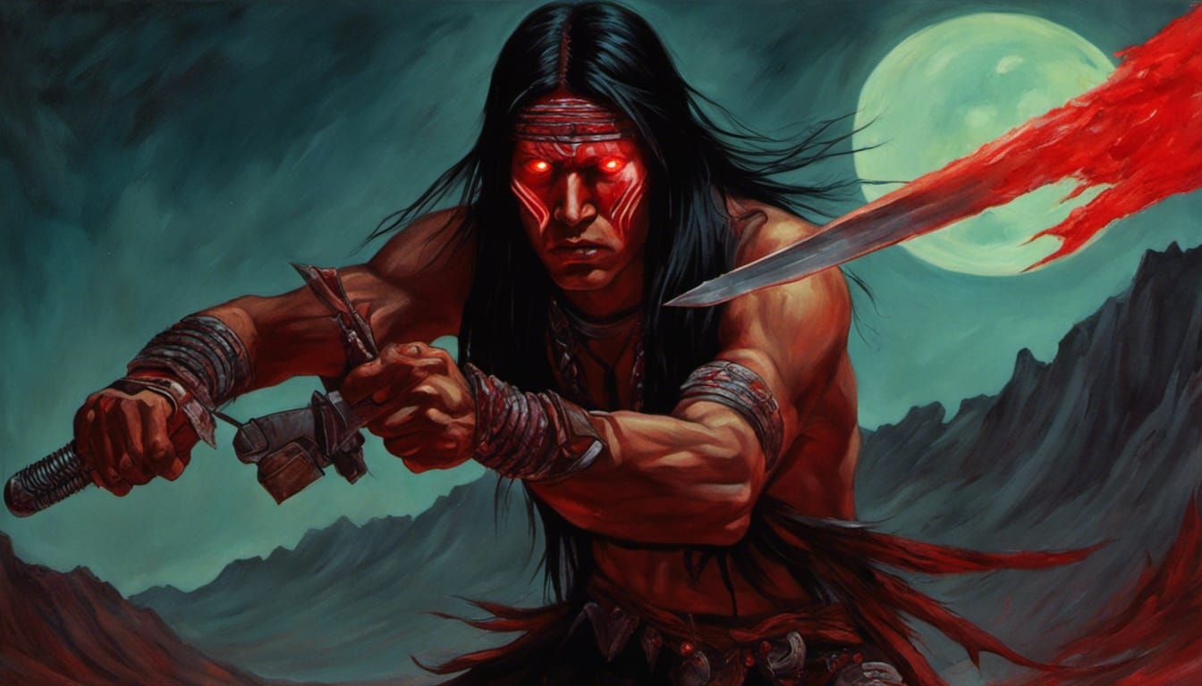 "25-year-old male Native American vampire with glowing blood...