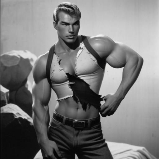 ripped and torn no sleeves shirt very hand some and muscular...