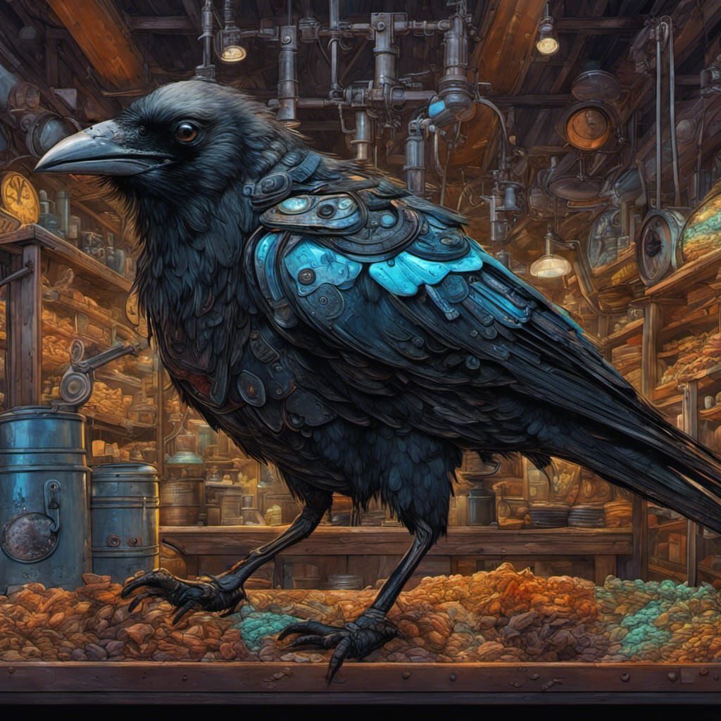 Steampunk Crow - AI Generated Artwork - NightCafe Creator