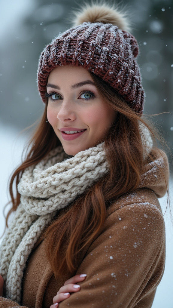 Winter Woman Portrait in High-End Photography Style