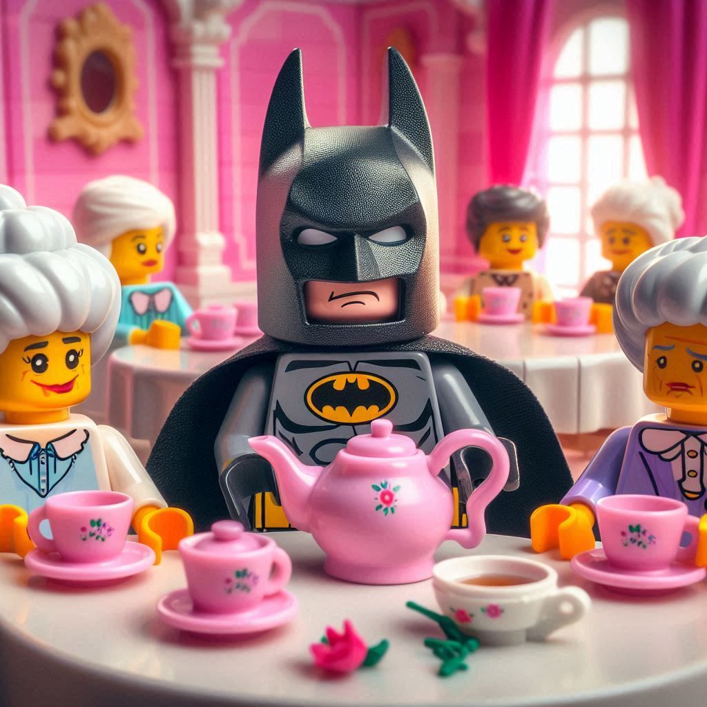 Batman at a Tea Party with the Ladies