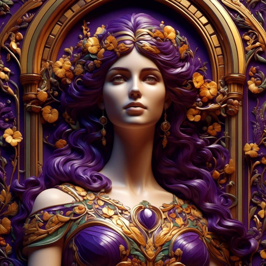 Ancient Greek Goddess in Stained Glass Style