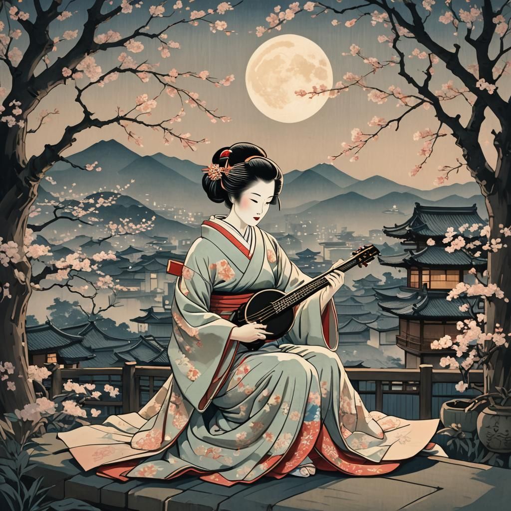 Geisha in Moonlight   by @Rayne Jropz