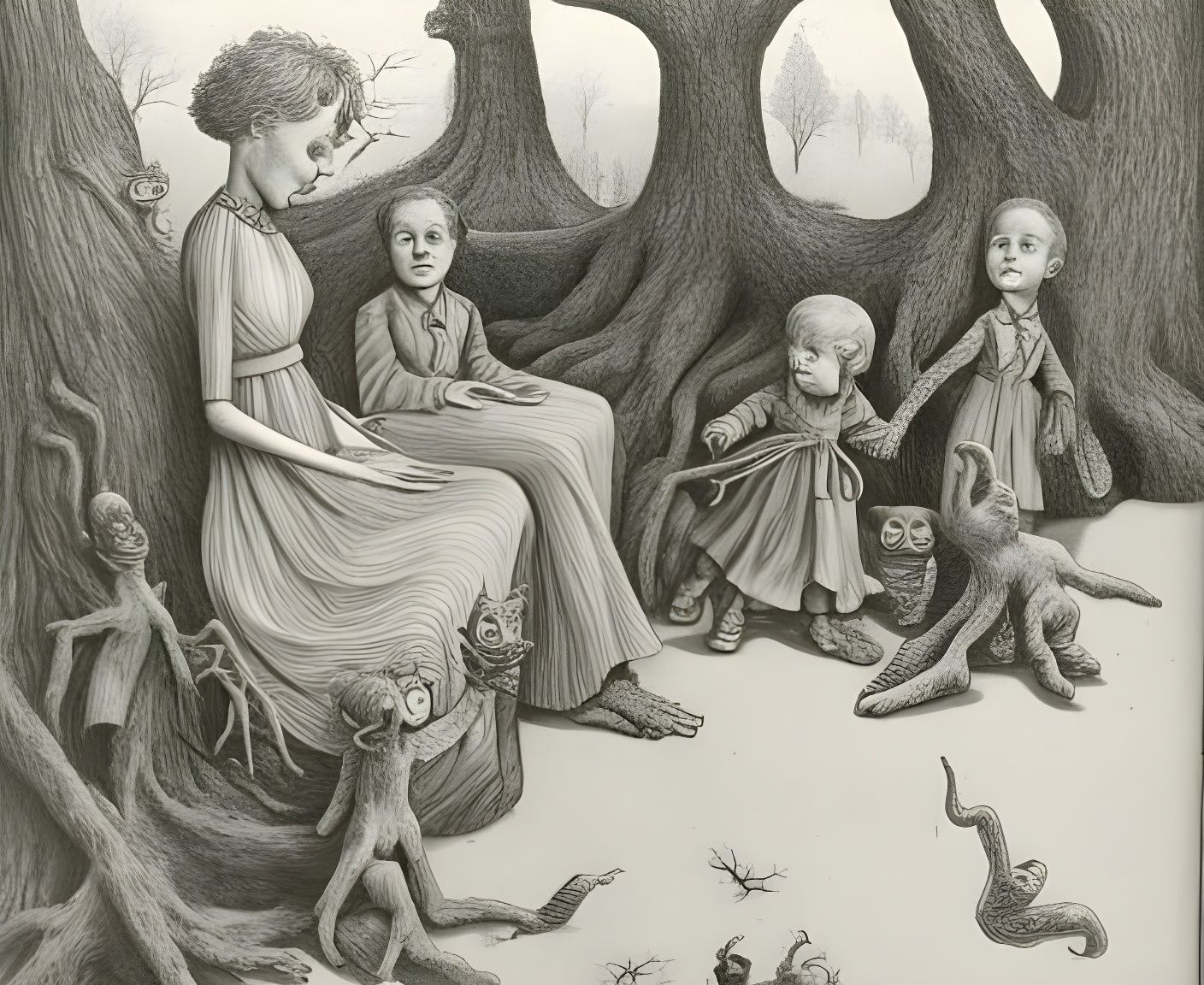 Shy Unknown Creatures In The Woods