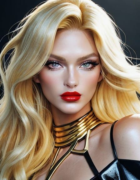 Golden Goddess Struts Down the Catwalk in a Blast of 80s Gla...