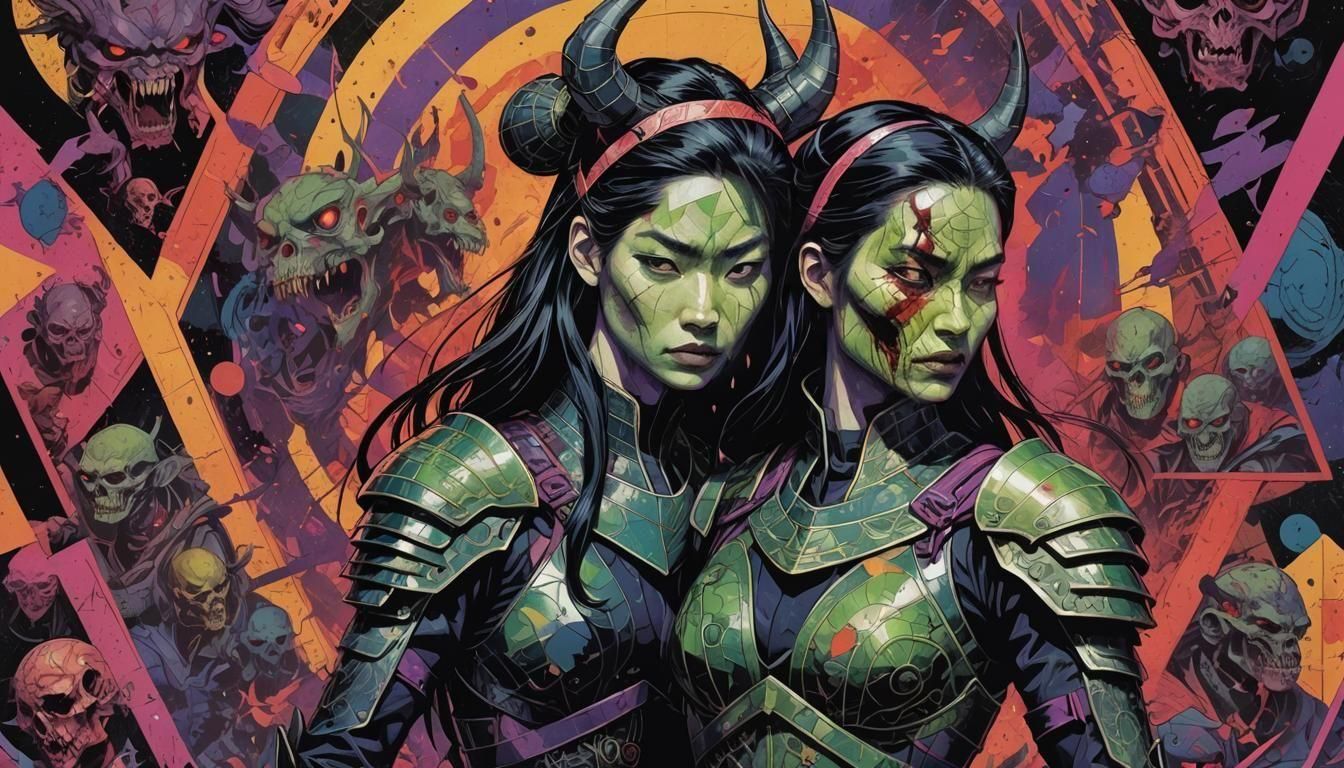 comics,

a darned Mulan with a severed ear, scars, armor,

T...