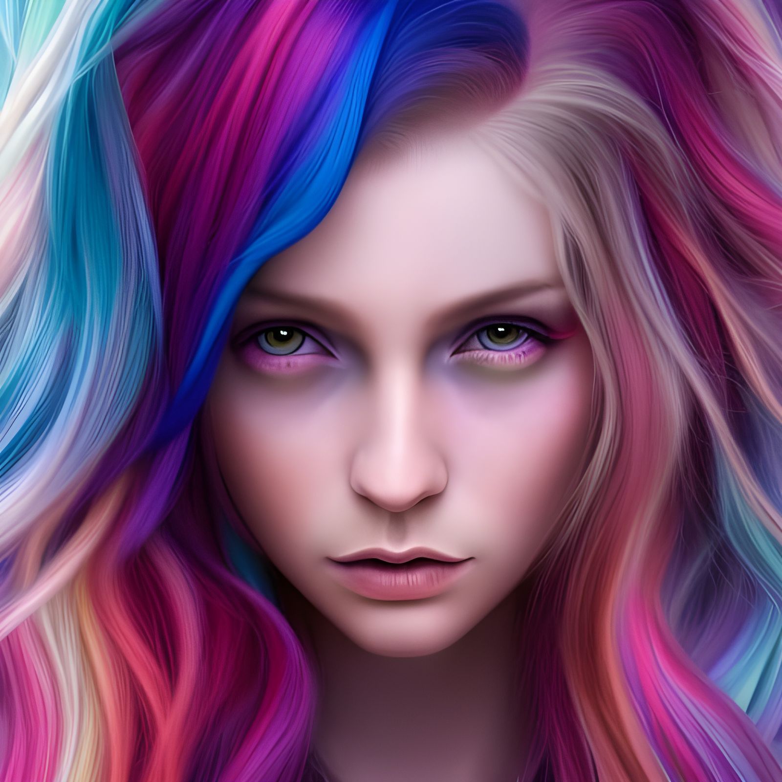 Girl with rainbow hair. - AI Generated Artwork - NightCafe Creator