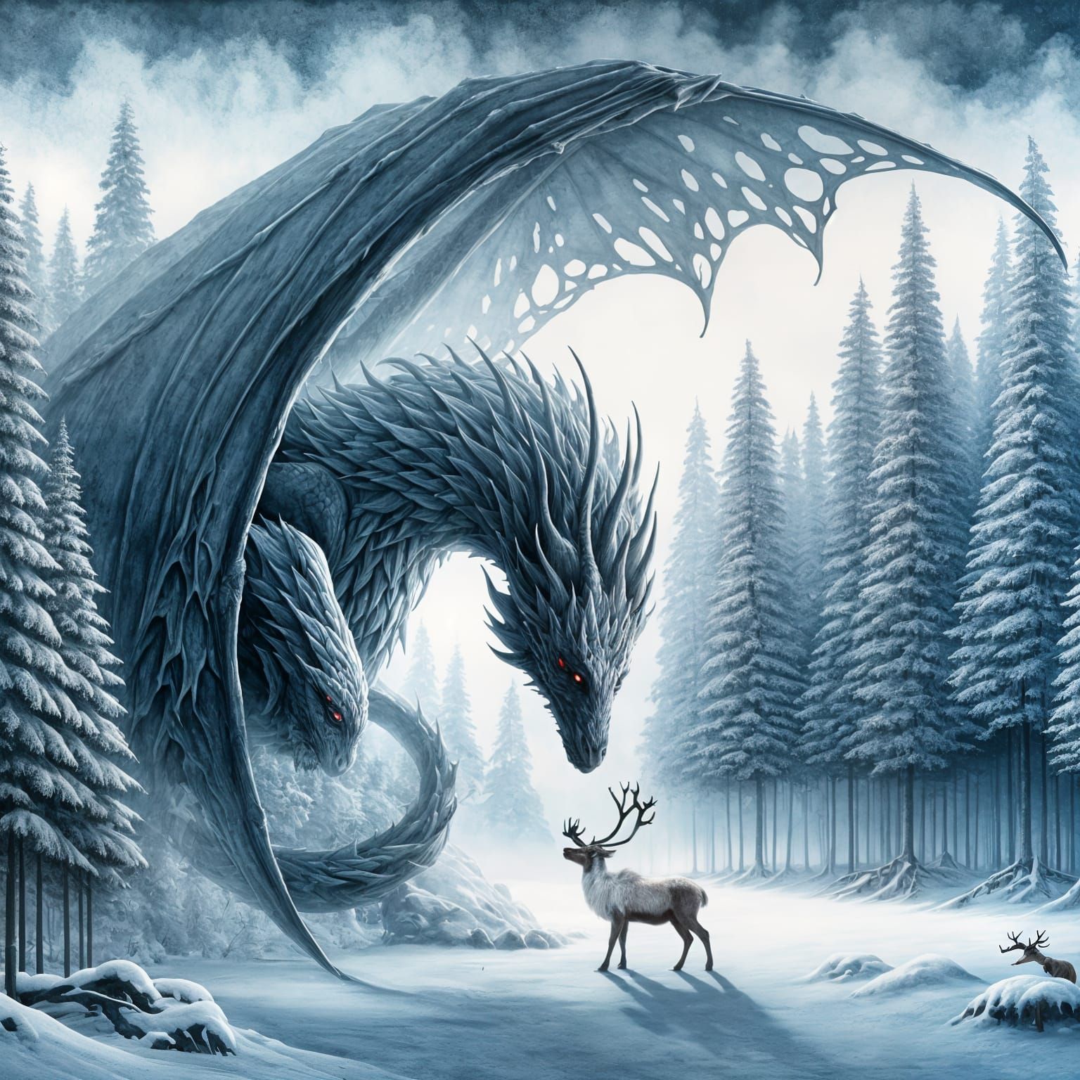 the dragon and the reindeer  by @Pjrockey