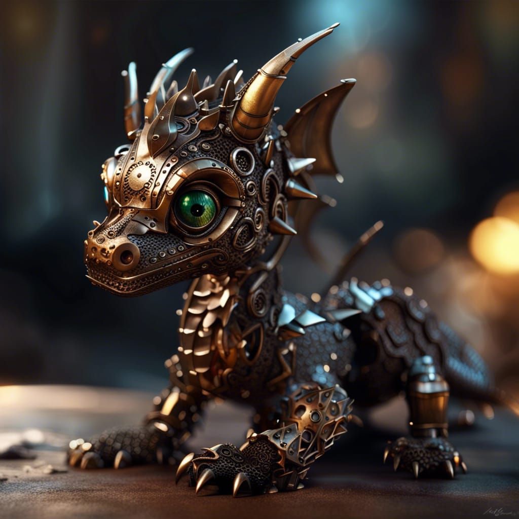 scrap metal baby dragon  by @Fritholf