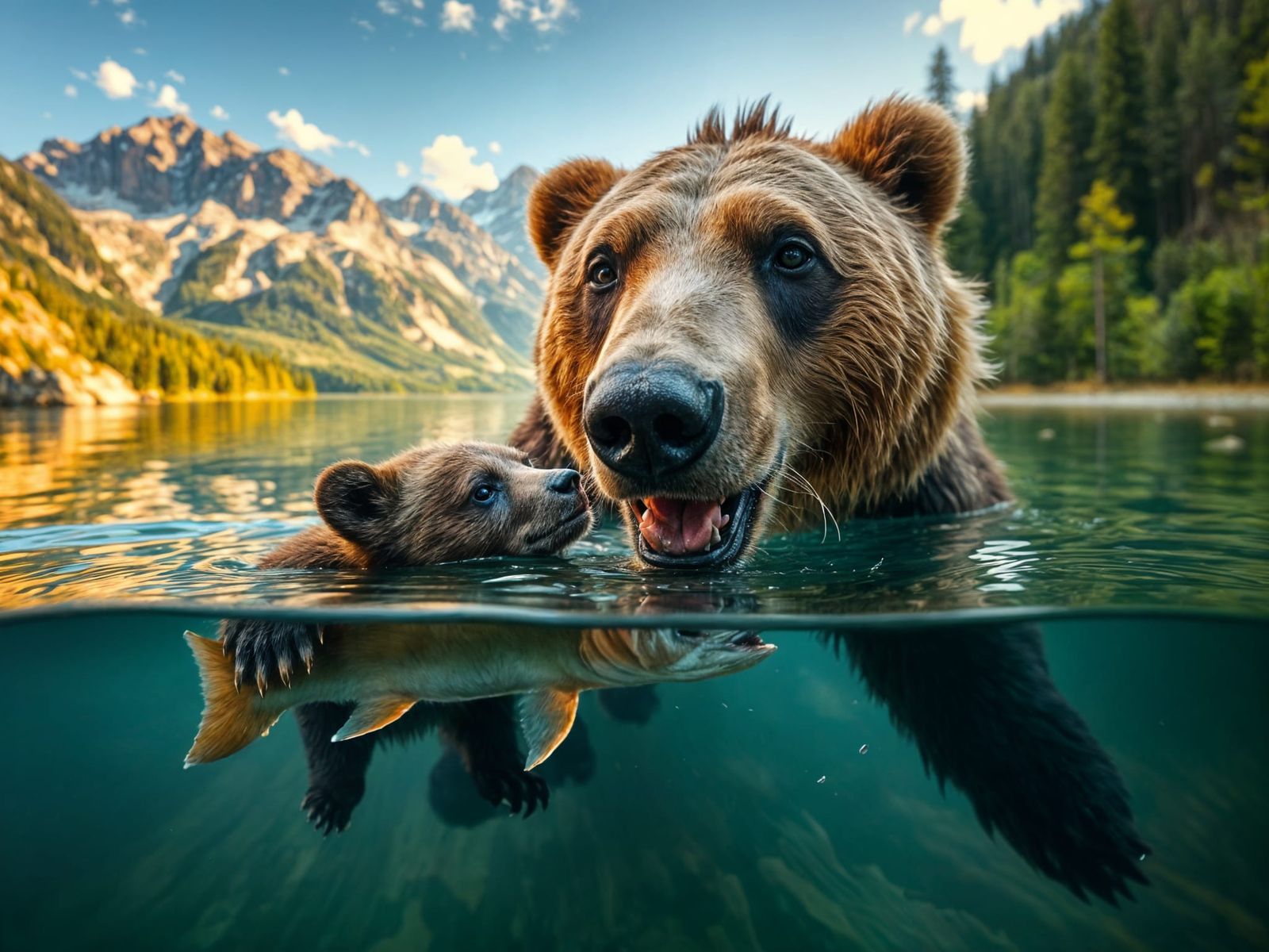 Underwater camera looking up:: A breathtaking photo-realism with vibrant super dynamic colors illustration ...  by @Showy