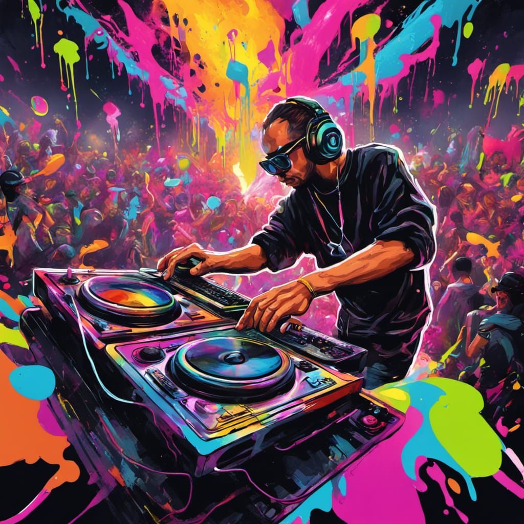 raver dj at huge party - AI Generated Artwork - NightCafe Creator