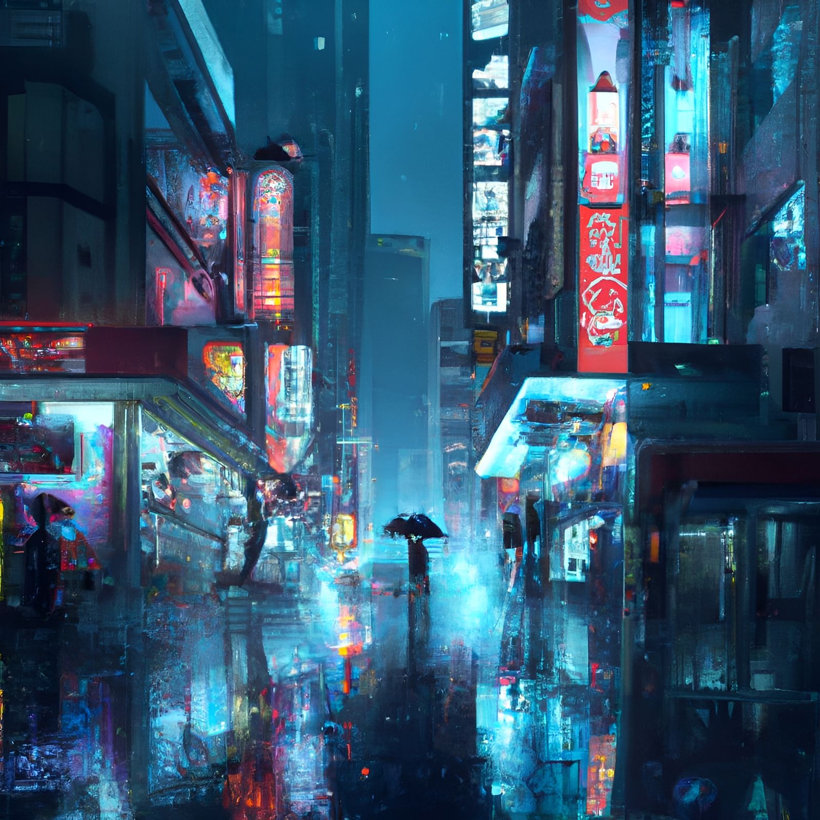 TOKYO. Commercial street in the rain - AI Generated Artwork - NightCafe ...