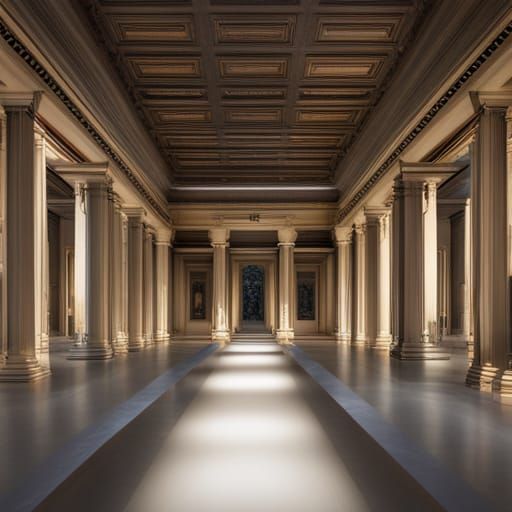 A Wide shot of the interior of the Metropolitan museum of th...