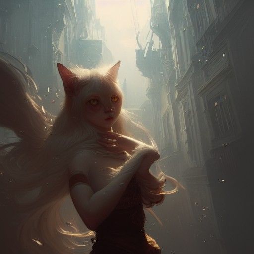 Tita white cat girl a masterpiece, 8k resolution, dark fanta...