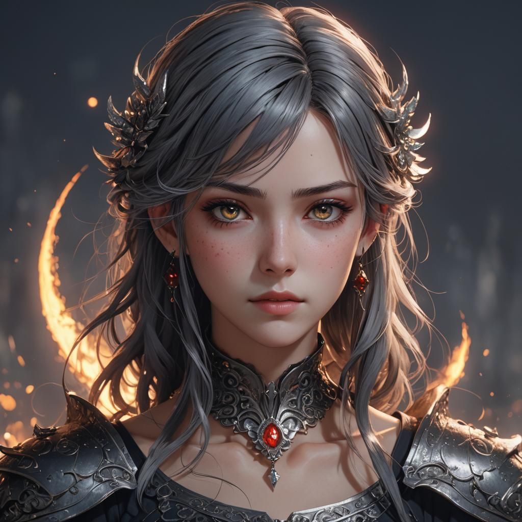 Anime Portrait of Cinder from Lunar Chronicles
