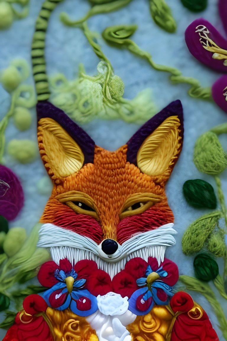Needlework Fox AI Generated Artwork NightCafe Creator