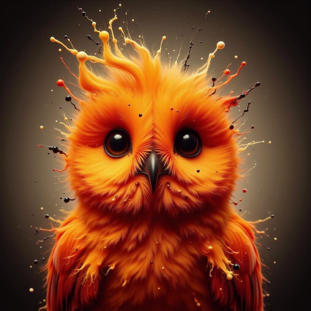 Portrait of an adorable orange phoenix in the style of <lora:InkBlot:1.3>