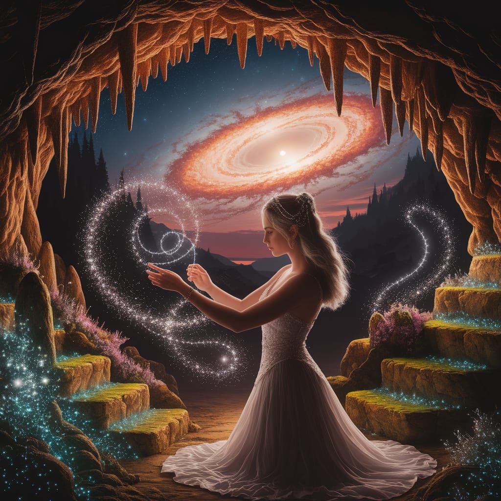 A female magical artist, Epic cinematic brilliant stunning intricate meticulously detailed dramatic atmospheric maximalist digital matte pai...