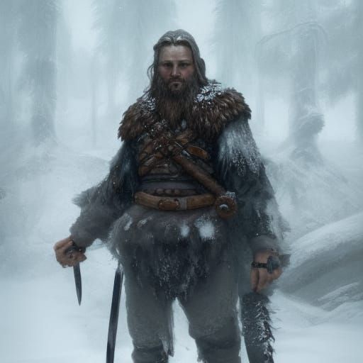 dead Viking Warrior completely covered in ice and snow - AI Generated ...