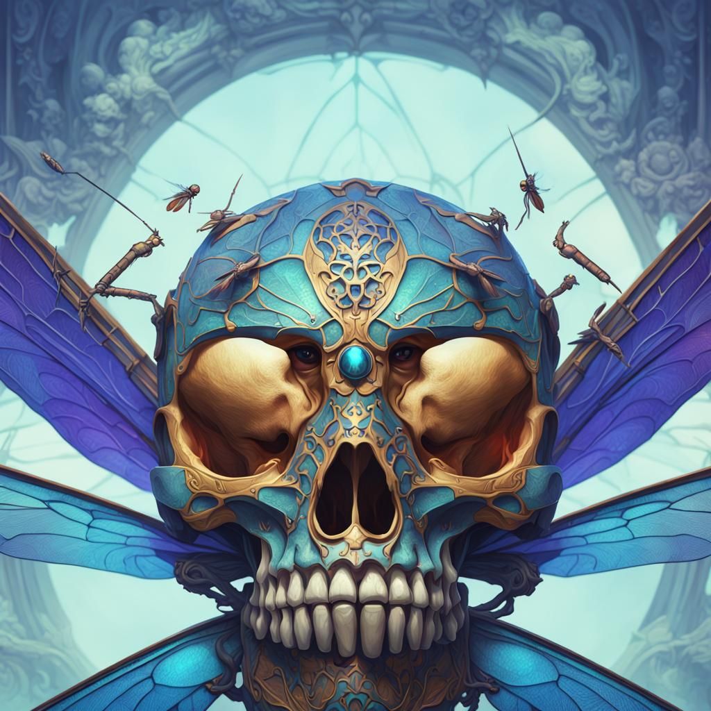 This symbol is a dragonfly combined with a skull.  It is qui...