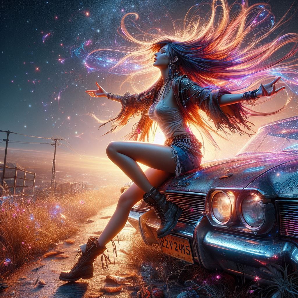 Vaporwave Wanderlust: A Free-Spirited Hippie