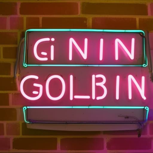 A pink neon softly glowing sign that reads "GIN BAR" words, ...