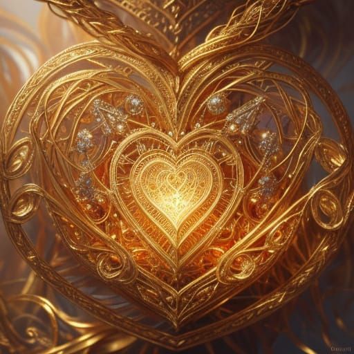 Golden Heart Abstract Concept Art