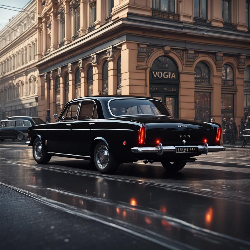 Black Shiny Customized Volga V12 on a Busy street in Moscow - AI ...